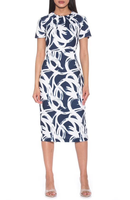 Alexia Admor Quinn Stretch Sheath Dress In Navy Abstract