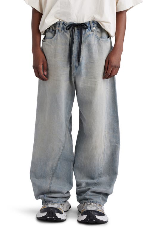 Balenciaga Twisted Seam Baggy Wide Leg Jeans Outback Blue at Nordstrom,