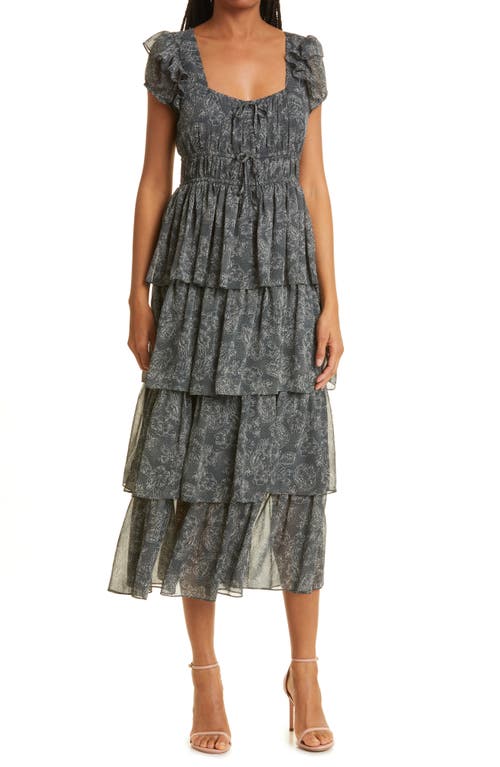 LIKELY Moss Layered Maxi Dress in Charcoal/Ivory