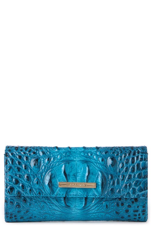 Brahmin Cordelia Croc Embossed Leather Wallet in Vibrant Azure 