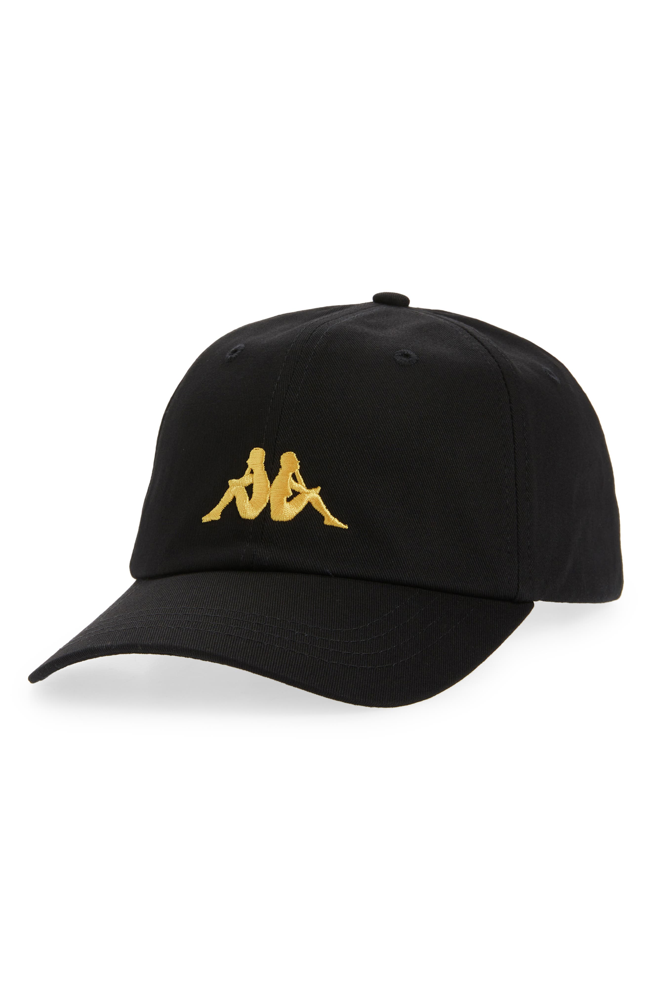 Kappa Authentic Meppel Twill Baseball Cap in Black Smoke/Yellow/White at Nordstrom