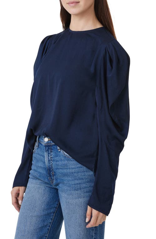 Habitual Puff Shoulder Drape Top In Midnight