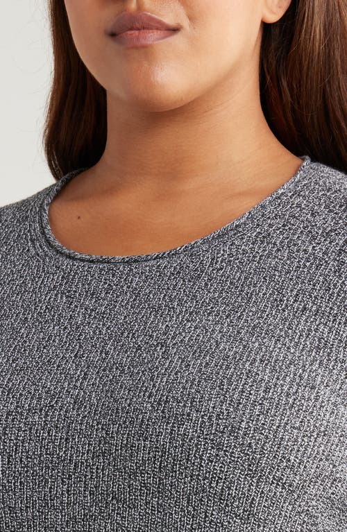 Shop Eileen Fisher Marled Organic Cotton Roll Neck Sweater In Black/ivory