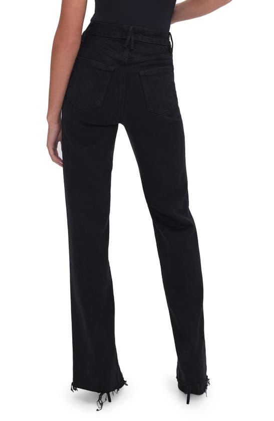 Good American Good Boy Twisted Slit Raw Hem Jeans In Black318