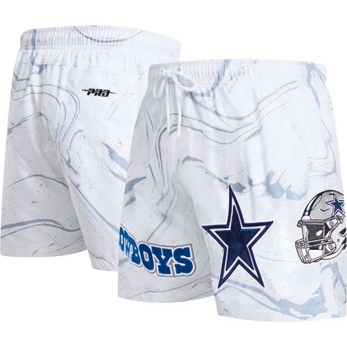 Men's Pro Standard White Dallas Cowboys Allover Marble Print Shorts