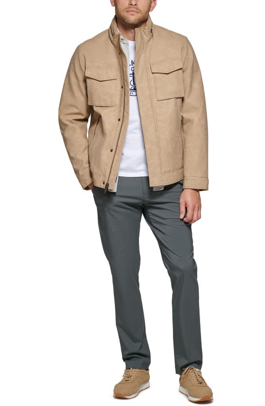Shop Dockers ® Water Resistant Faux Leather Military Jacket In Gold