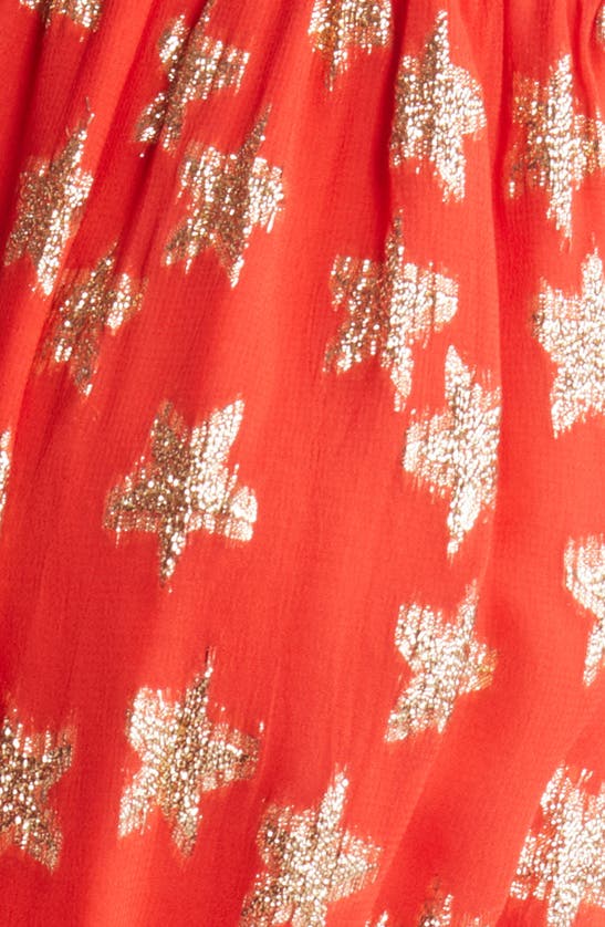 Shop Ciebon Tara Star Metallic Sleeveless Midi Dress In Coral
