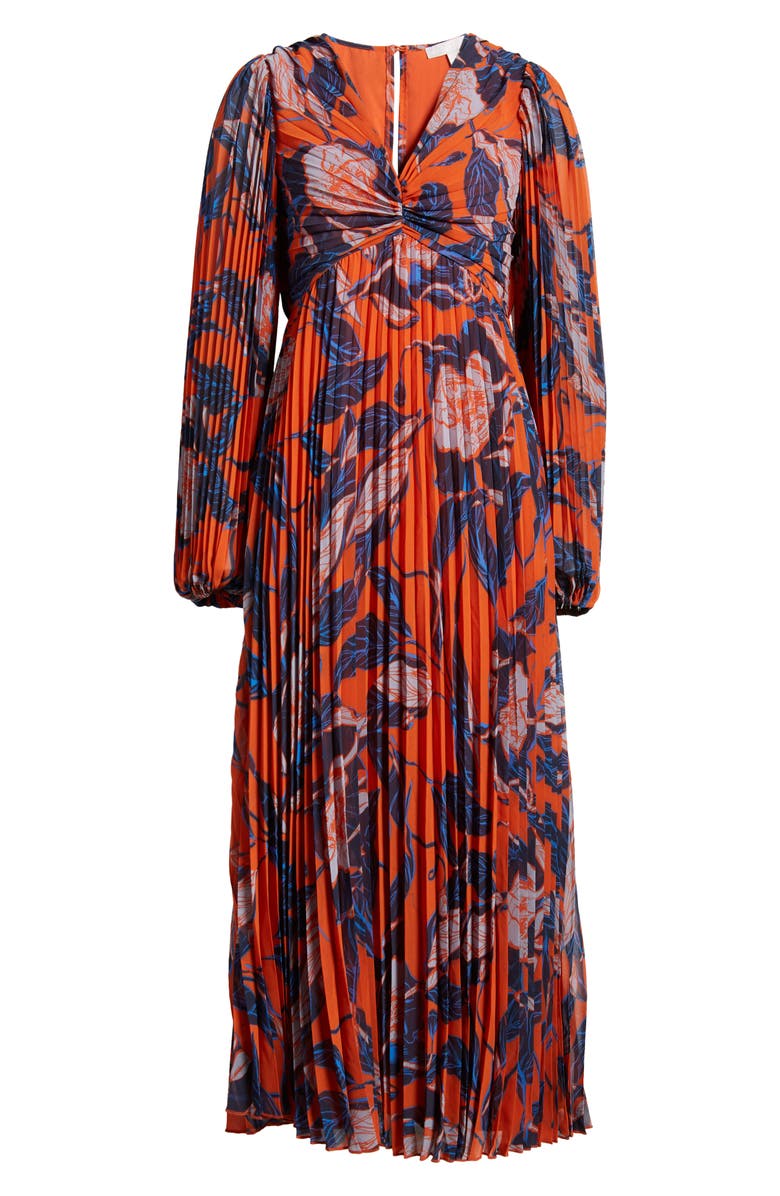 Chelsea28 Floral Print Pleated Long Sleeve Dress | Nordstrom