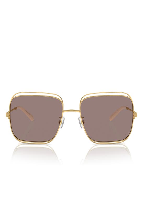 Tory Burch 57mm Eleanor Square Sunglasses In Gold