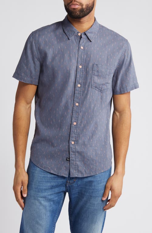 Rails Carson Wheat Print Short Sleeve Linen Blend Button-Up Shirt Louis Leaf Slate at Nordstrom,