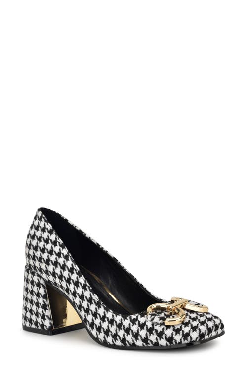 Shop Nine West Caven Square Toe Pump In Black/white