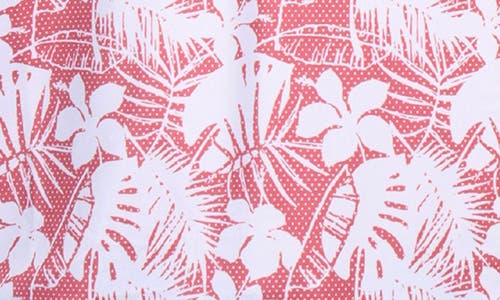 Tailorbyrd Tropical Hibiscus Print Performance Polo In Nantucket Red