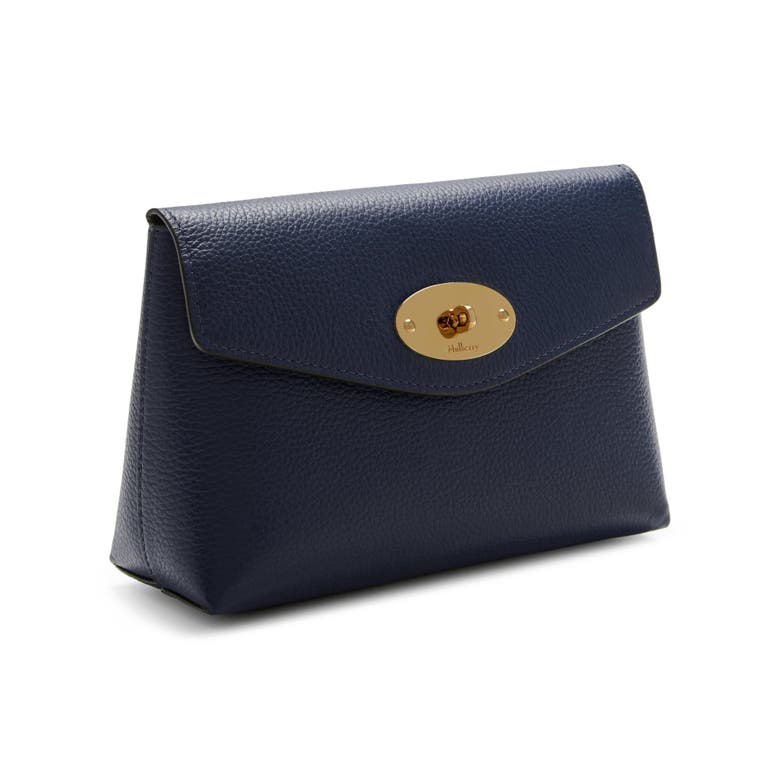 Shop Mulberry Darley Leather Cosmetic Pouch In Bright Navy