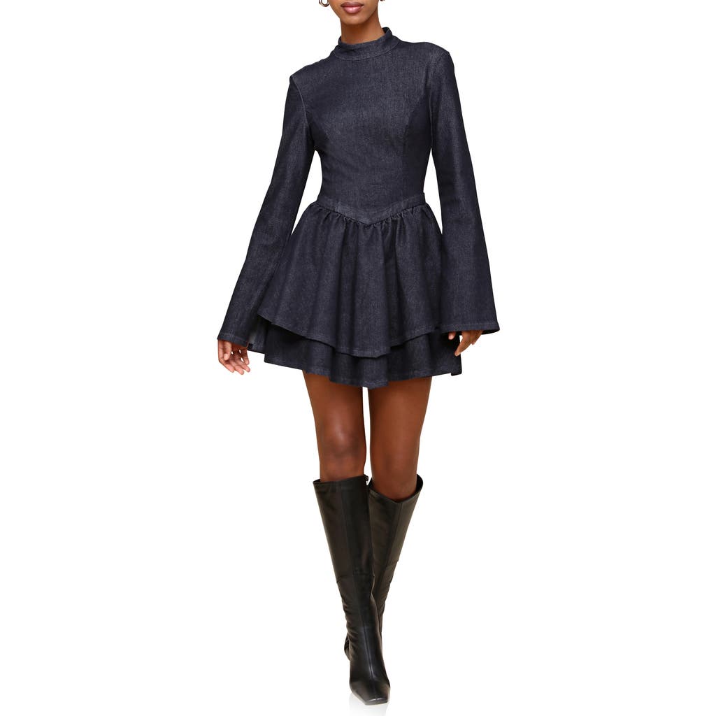Shop Avec Les Filles Long Sleeve Denim Minidress In Victoria Wash