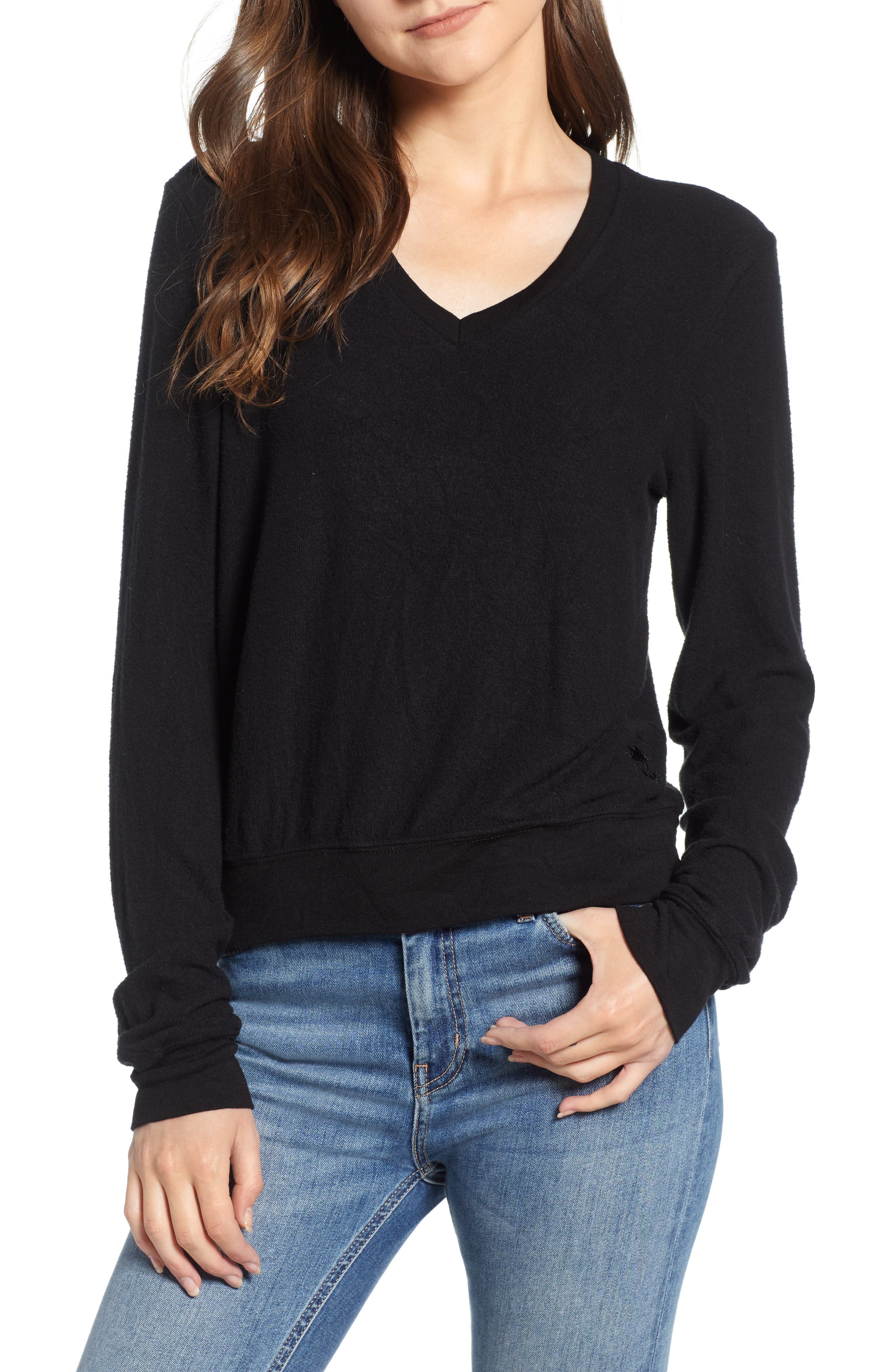 black v neck sweatshirt