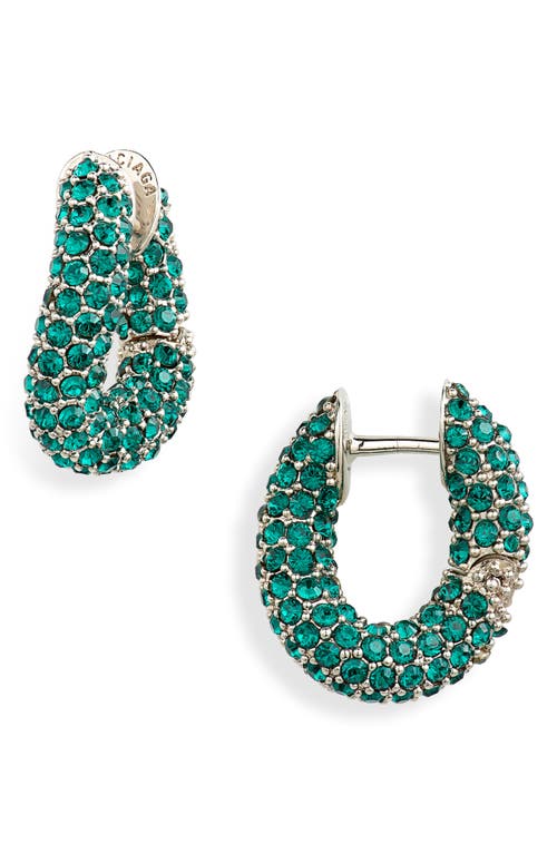 Balenciaga Crystal Hoop Earrings in Silver/Emerald at Nordstrom