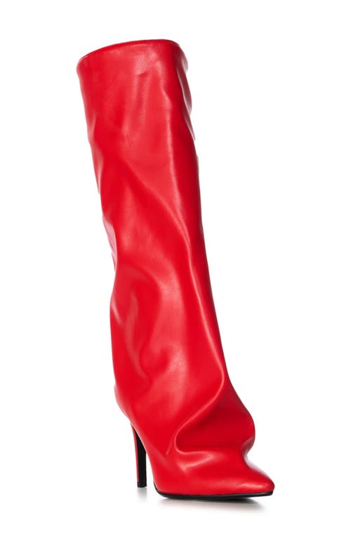 Shop Azalea Wang Couture Crazy Pointy Toe Knee High Boot In Red