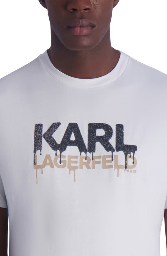 Shop Karl Lagerfeld Drip Logo Graphic Print T-shirt In White
