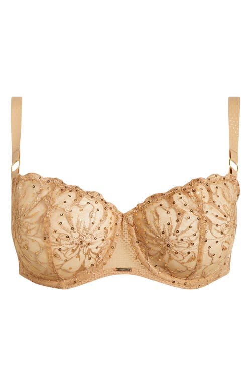 Shop Chantelle Lingerie Fleurs Underwire Signature Demi Bra In Toffee Sequins