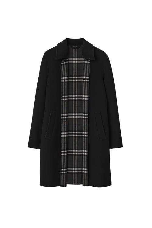 Burberry Wool Mid-length Car Coat In Black/snug