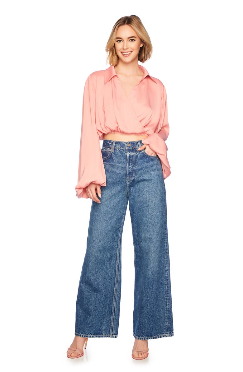 Susana Monaco Matte Satin Poet Top, Alternate, color, Hamptons