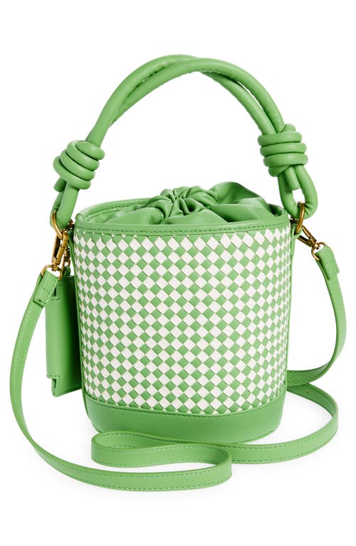 Shop Steve Madden Whirl Woven Bucket Bag In Greenflare/vanilla