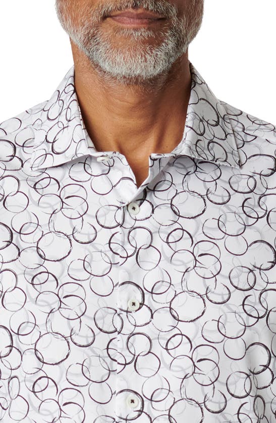 Shop Bugatchi Axel Circle Print Stretch Button-up Shirt In Black