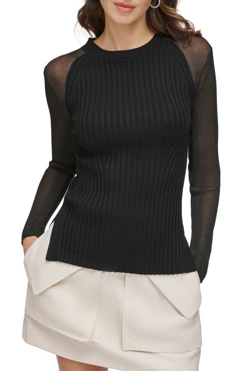 Floral Semi Sheer Mesh Long Sleeve Top - Black – Ulla-La Boutique
