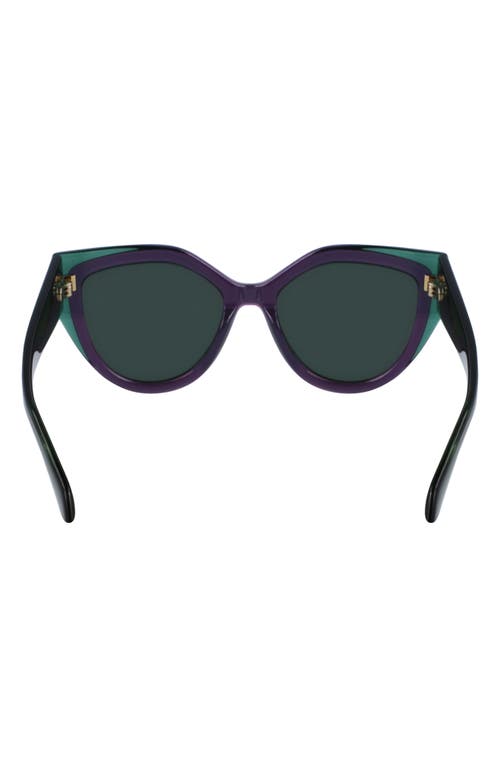 Shop Ferragamo Classic Logo 53mm Cat Eye Sunglasses In Transparent Green/violet