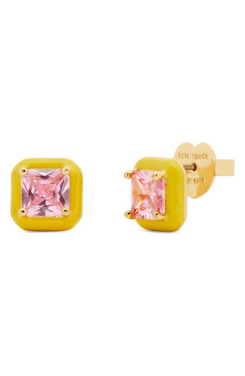 Shop Kate Spade New York Brighten Up Square Stud Earrings In Light Pink Multi