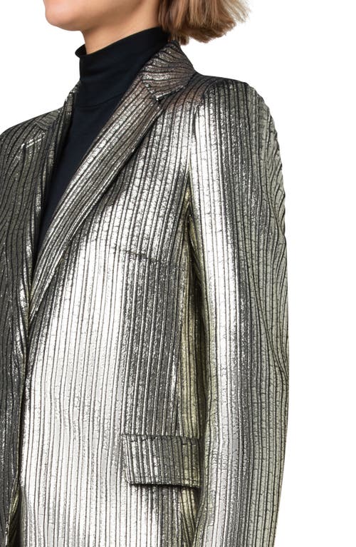 Akris Punto Gold Laminated Corduroy Blazer Jacket In Black-gold