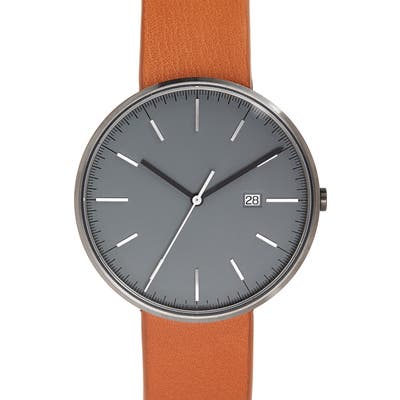 Uniform Wares M-Line Leather Strap Watch, 40Mm