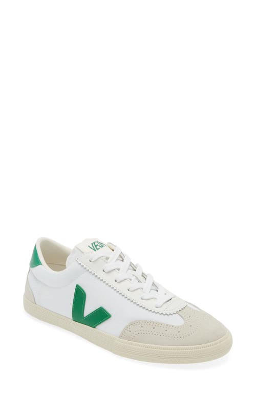 Shop Veja Volley Canvas Sneaker In White/emeraude