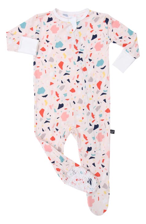 Terrazzo Tile Print Fitted One Piece Footed Pajamas (Baby)