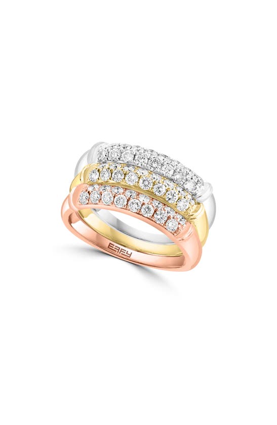 Effy 14k Gold Diamond Stack Ring In Gold/ Silver/ Rosegold
