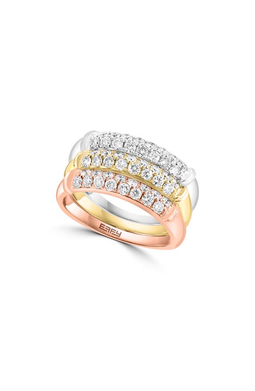 Shop Effy 14k Gold Diamond Stack Ring In Gold/silver/rosegold