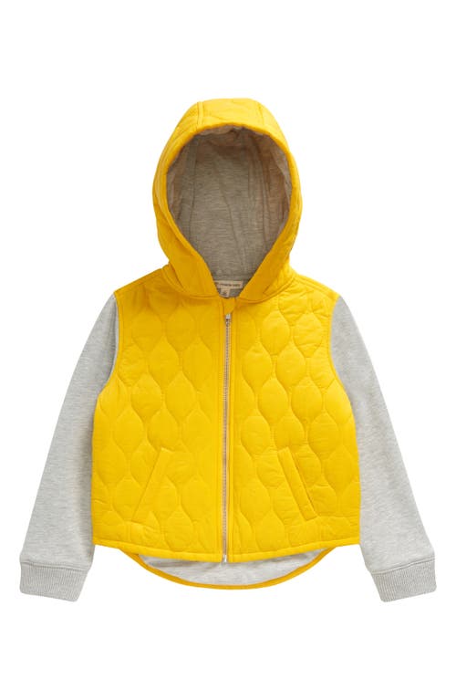Tucker + Tate Kids' Quilted Colorblock Hooded Zip Jacket in Yellow Lily- Grey Heather
