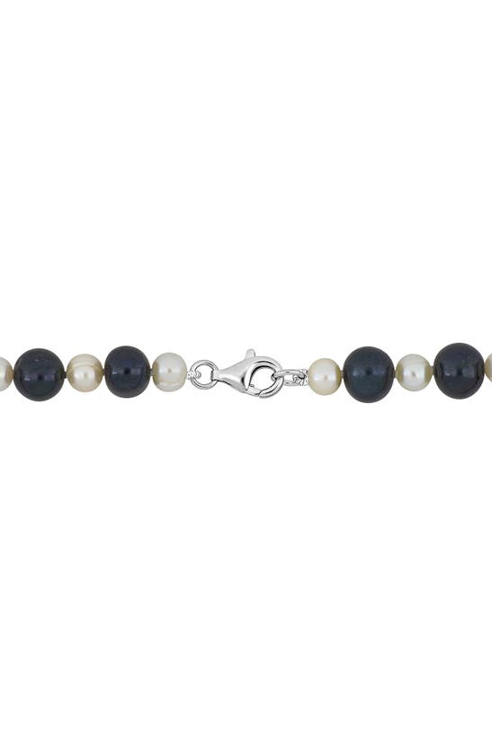 Shop Delmar 5–8mm Black & White Cultured Freshwater Pearl Necklace In Black White Multi