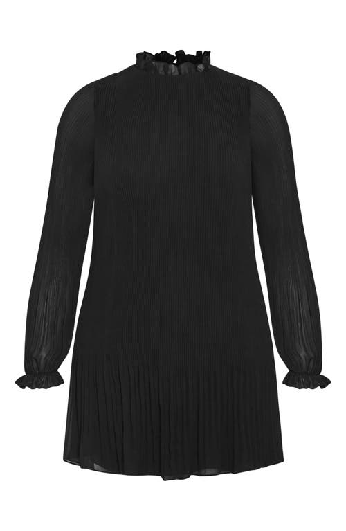 Shop City Chic Frill Collar Pleat Dress In Black