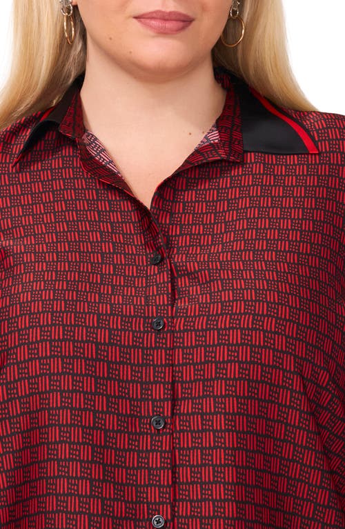 Shop Halogenr Halogen(r) Border Print Button-up Shirt In Rich Black/red