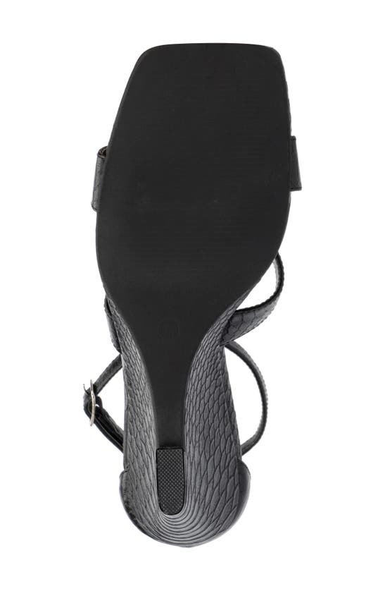 Fashion To Figure Marcie Snake Embossed Wedge Sandal In Black
