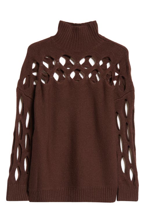 Shop Diotima Albion Cutout Wool Blend Sweater In Coffee