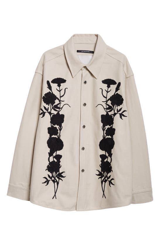 Shop Song For The Mute Embroidered Foliage Cotton Shirt Jacket In Off White