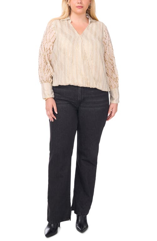 Shop Vince Camuto Mixed Metallic Print Top In Soft Cream