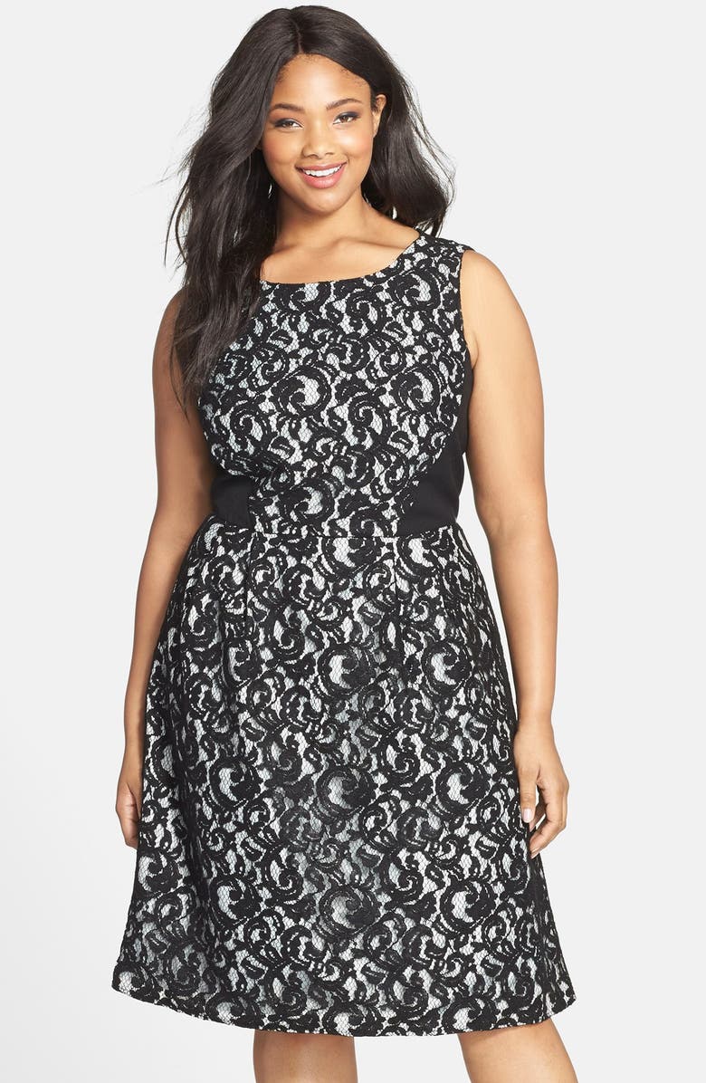 Calvin Klein Lace Fit & Flare Dress (Plus Size) | Nordstrom