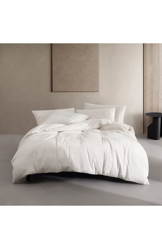 Shop Calvin Klein Mélange Cotton Blend Jersey Duvet & Shams Set In White