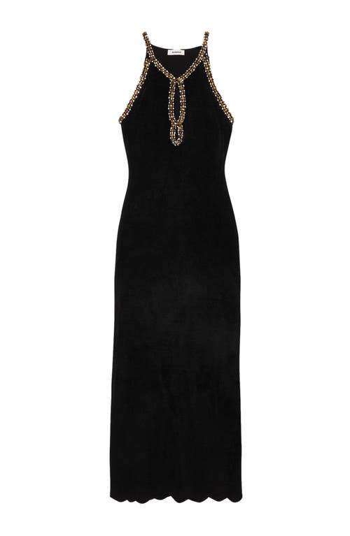 Shop Sandro Beaded Maxi Dress In Black