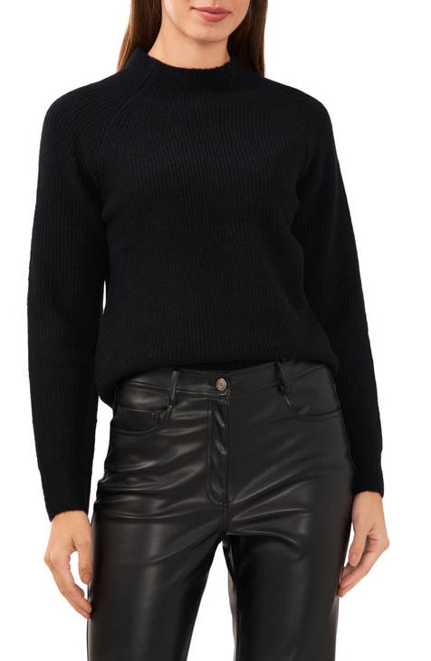 Ribbed Cashmere-Silk Mock Neck Sweater in Sweaters