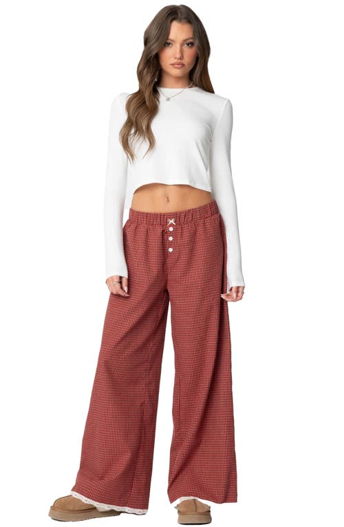 Edikted Dakota Plaid Pants In Red