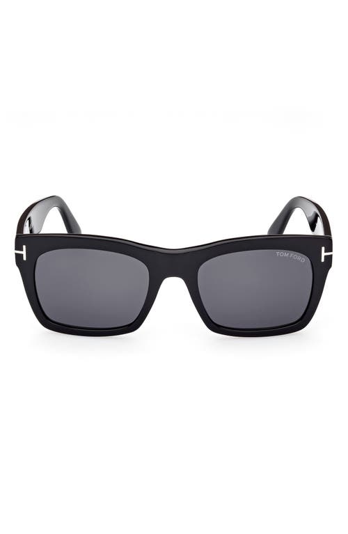 TOM FORD Nico 56mm Square Sunglasses in Shiny Black /Smoke at Nordstrom